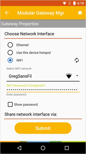 Figure 53. WiFi SSID and Password 