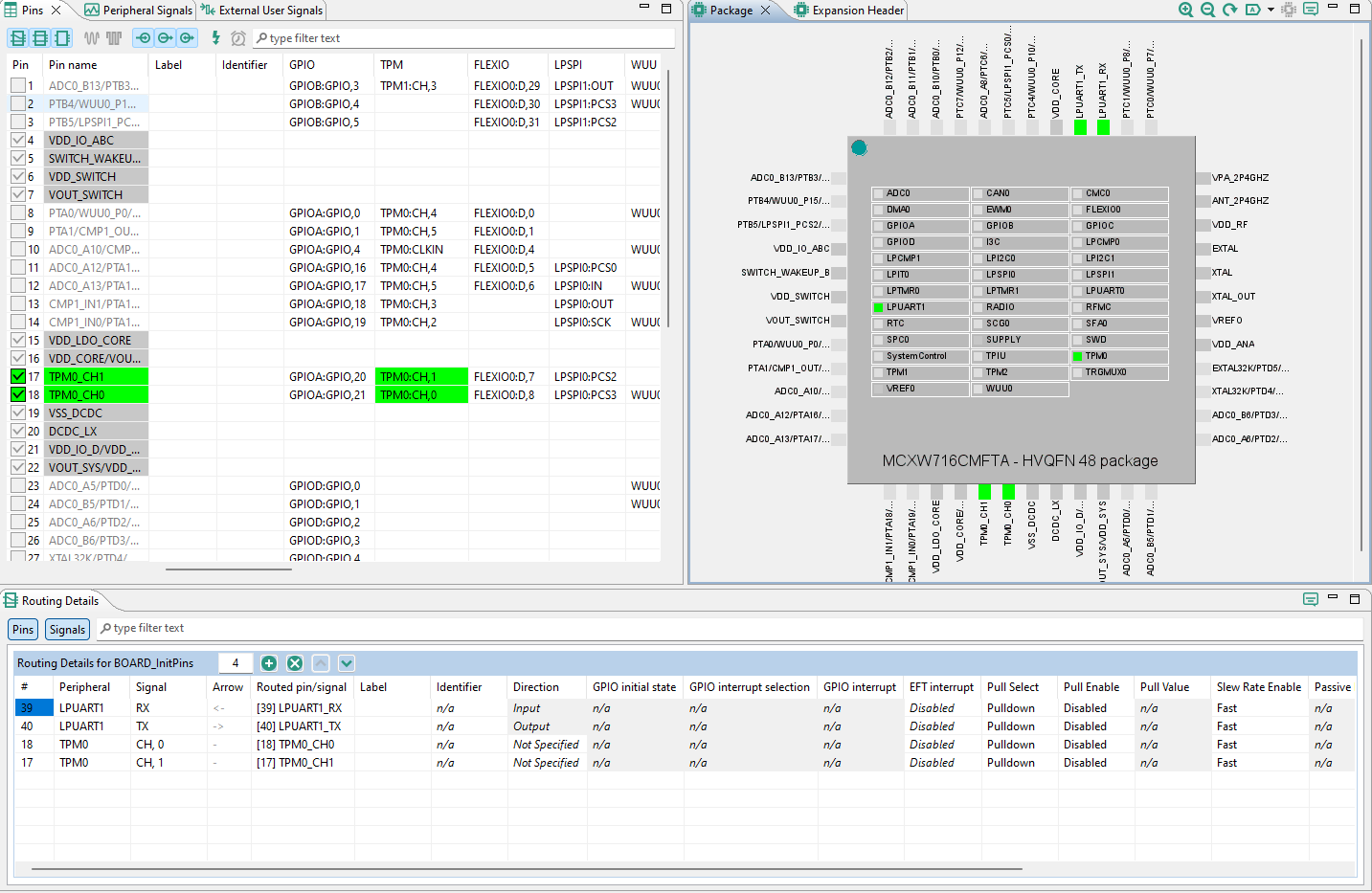 FRDM-MCXW71 Pin Configuration